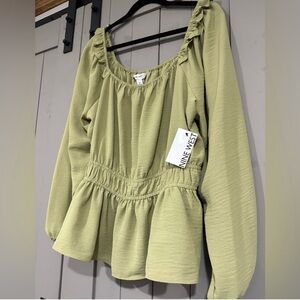 Nine West Women's Olive Peplum Blouse